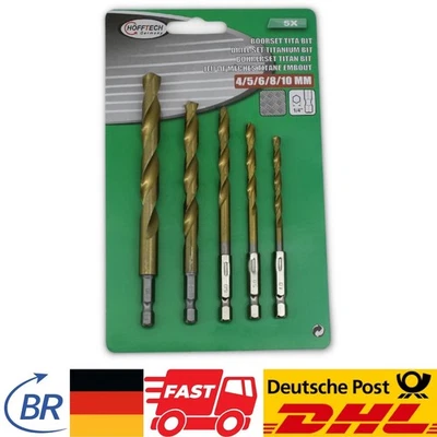 Metallbohrer Titan Bohrersatz Spiralbohrer Bit Sechskantschaft HSS 4/5/6/8/10 mm - Bild 1 von 4
