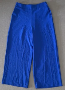 NINE WEST Wide Leg Crop Pants Women's Size S Blue Elastic Waist Pockets - Picture 1 of 9