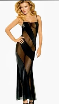 Maxi Camisón Fredericks Of Hollywood De Colección Y2K Negro Satinado Transparente Espiral Slip XL Foto 1 de 4
