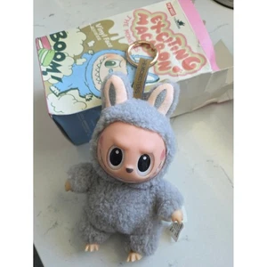 Pop Mart The Monsters Labubu Exciting Macaron Gray Bunny Plush Keychain - Picture 1 of 6
