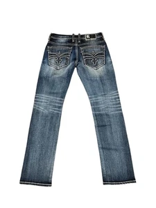 Rock Revival Kyle Alt Straight Distressed Denim Jeans Mens 32x33 NWOT Flap - Picture 1 of 8