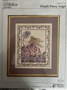 The Vermillion Stitchery Purple Pansy Angel Counted Cross Stitch Chart 126 - Picture 1 of 3