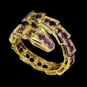 925 Sterling Silber Ring Rund Amethyst Natur Edelstein Schmuck Größe 9 - Bild 1 von 14