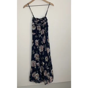 Rebecca Taylor Magnolia Silk-Blend Maxi Dress Womens Small Blue Floral - Picture 1 of 15