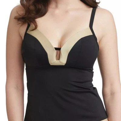 NUEVO FREYA 32DD Tankini Supernova Negro/Dorado Acolchado Tanque de Natación Traje de Baño Top Foto 1 de 4