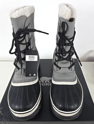 NIB - Sorel Womens CARIBOU Waterproof Gray Black Winter Snow Boots Sz 11 - Image 1 of 4
