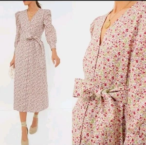Maxi Vestido Hyacinth House Nellie XL Floral Rosa Manga Larga Abotonada ¡SIN CINTURÓN! - Imagen 1 de 11