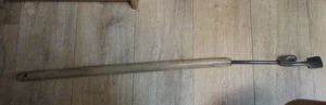 antique blacksmith made spud bark removing tool wood handle 44" lg unusual curl - Picture 1 of 4