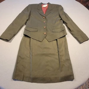 Traje Blazer Falda Vintage Liz Claiborne Forrado en Rayón Para Mujer Pequeño 8 Verde Años 90 - Imagen 1 de 15
