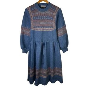 Vintage Josephine Baker Womens One Size Hand Made Knit New Wool Dress Aztec - Picture 1 of 5