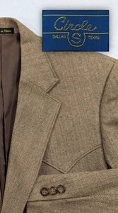 Blazer Circle S cappotto sportivo western giogo 100% seta tela blazer pesante 42R 44" - Foto 1 di 14