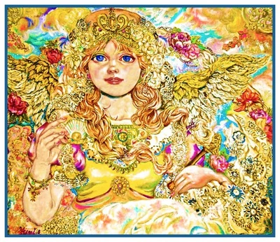 Angel of Golden Pearls Contemporary Yumi Sugai Counted Cross Stitch Pattern - Image 1 of 4