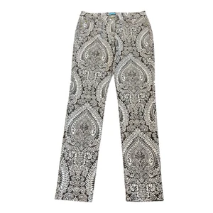 J. McLaughlin Jeans Womens 8 Lexi Stretch Brown Off White Paisley Slim Leg NWT - Picture 1 of 13