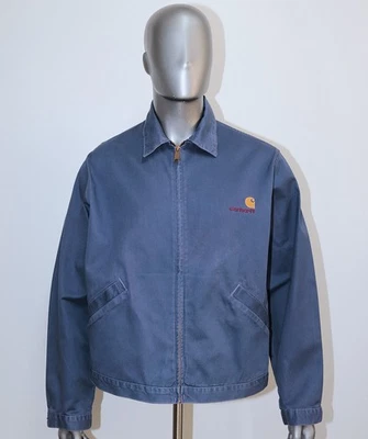 Vintage 1980/90s Grey/Blue Cotton Canvas Zip Jacket CARHARTT Size L Made in USA - Image 1 of 4