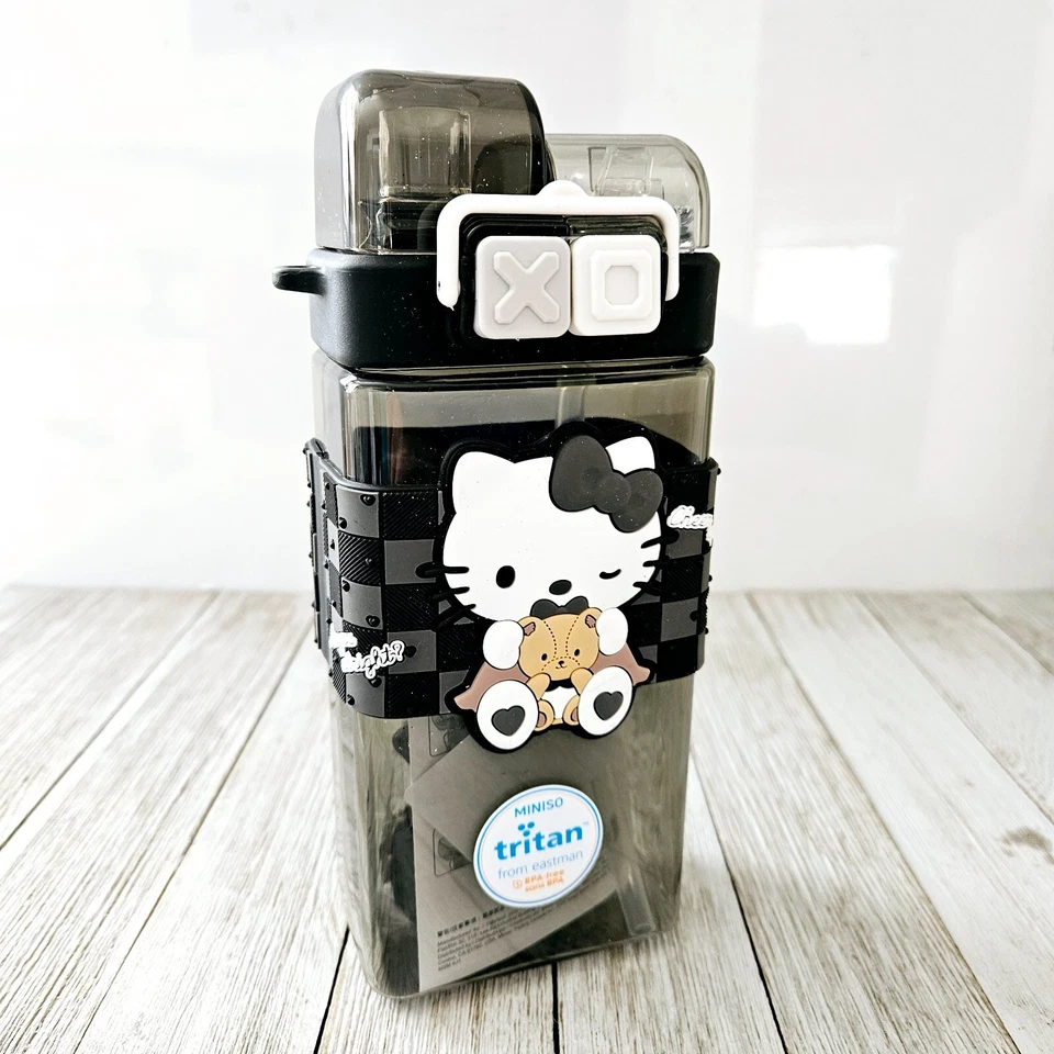 Двойная бутылка для питьевой воды Hello Kitty Miniso Tritan с соломинкой портативная 520 мл - Изображение 1 из 4