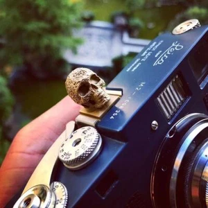 Camera Hot Shoe Cover Handmade Customize Skull For Fuji Canon Nikon Sony Leica - Picture 1 of 24