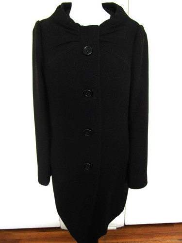 Kate Spade New York ETTA Wool Coat Woman's Size 6 Lined Black Pockets Pleats