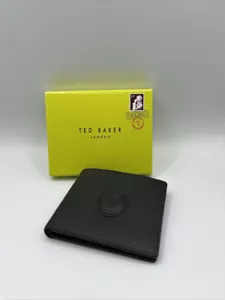 Ted Baker Portafoglio Uomo Glassko Goffrato Bi-Fold - Pelle Nero - Foto 1 di 6