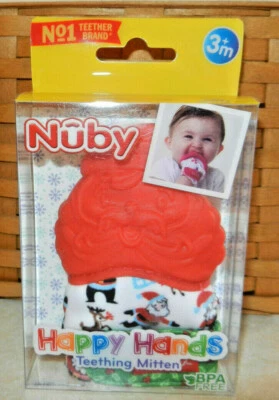 Nuby Happy Hands Papá Noel Guantes de Dentición BPA Gratis Navidad Vacaciones Regalo Foto 1 de 4