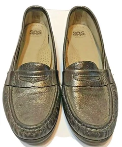 SAS Penny Loafers Metallic Leather Tripad Comfort Womens Size 8N - Picture 1 of 6