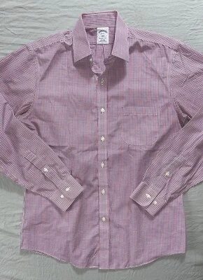 Brooks Brothers 1818 Regent Fit Non-Iron Cotton Dress Shirt. Tattersall, 15-4/5. - Image 1 of 4