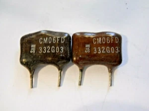 3300 pf 300 Volt 2% Silver Mica Capacitor (PREP)(New Old Stock)(QTY 10 ea)A13 - Picture 1 of 3