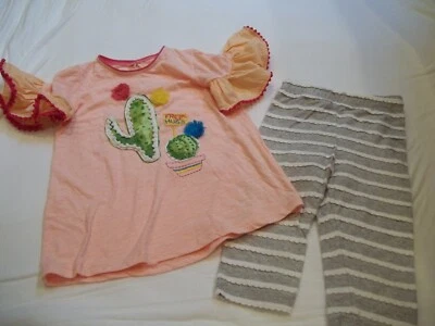 Conjunto túnica capri POMS Mud Pie CACTUS para niñas talla 5t rosa melocotón Foto 1 de 2