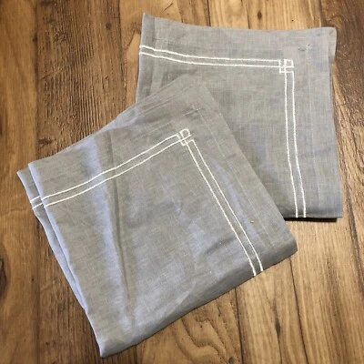 Saro Lifestyle Gray Metallic Silver Thread Linen Square Napkins 20” NEW - Image 1 of 4
