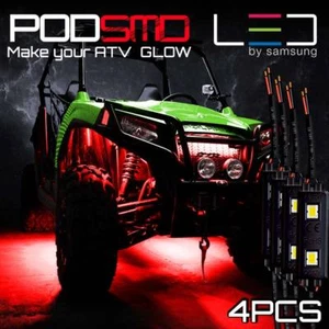 4 PODS Red LED Lights Rock Body Light ATV UTV for Polaris - Picture 1 of 12