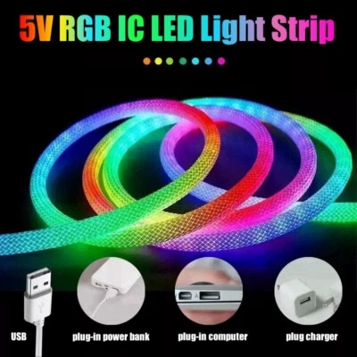 5V WS2811 360 Degree Round RGBIC Neon LED Strip Lights Waterproof Flexible Decor - Image 1 of 4