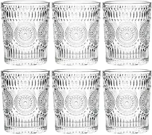 Drinking Glasses Set 6 Barware Vintage Tumblers Whiskey Old Fashioned Water Beer - Picture 1 of 8