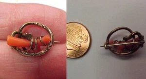 Kleine korallen- und knotenähnliche antike rosegoldgefüllte Anstecknadel - Bild 1 von 1