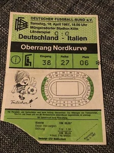 Ticket Eintrittskarte Länderspiel Deutschland - Italien 18.04.1987 (0:0) in Köln - Bild 1 von 2