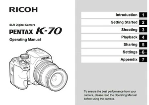 PENTAX K-70 PRINTED INSTRUCTION MANUAL USER GUIDE 156 PAGES A5 - Picture 1 of 1