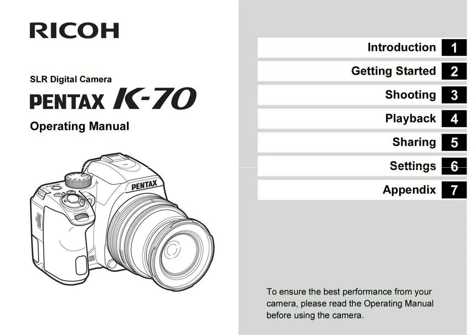 PENTAX K-70 PRINTED INSTRUCTION MANUAL USER GUIDE 156 PAGES A5 - Image 1 of 1
