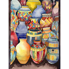 Glazed Ceramic Pot Vases Modern Folk Art Huge Wall Art Print Picture 18X24 In