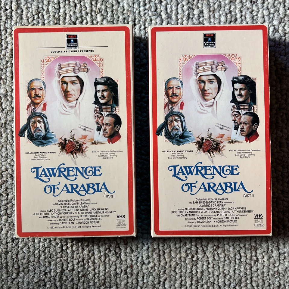 Lawrence Of Arabia (VHS, 1985, Part 1 & 2 Set) 1962 Film - Rare 1985 Release - Image 1 of 1