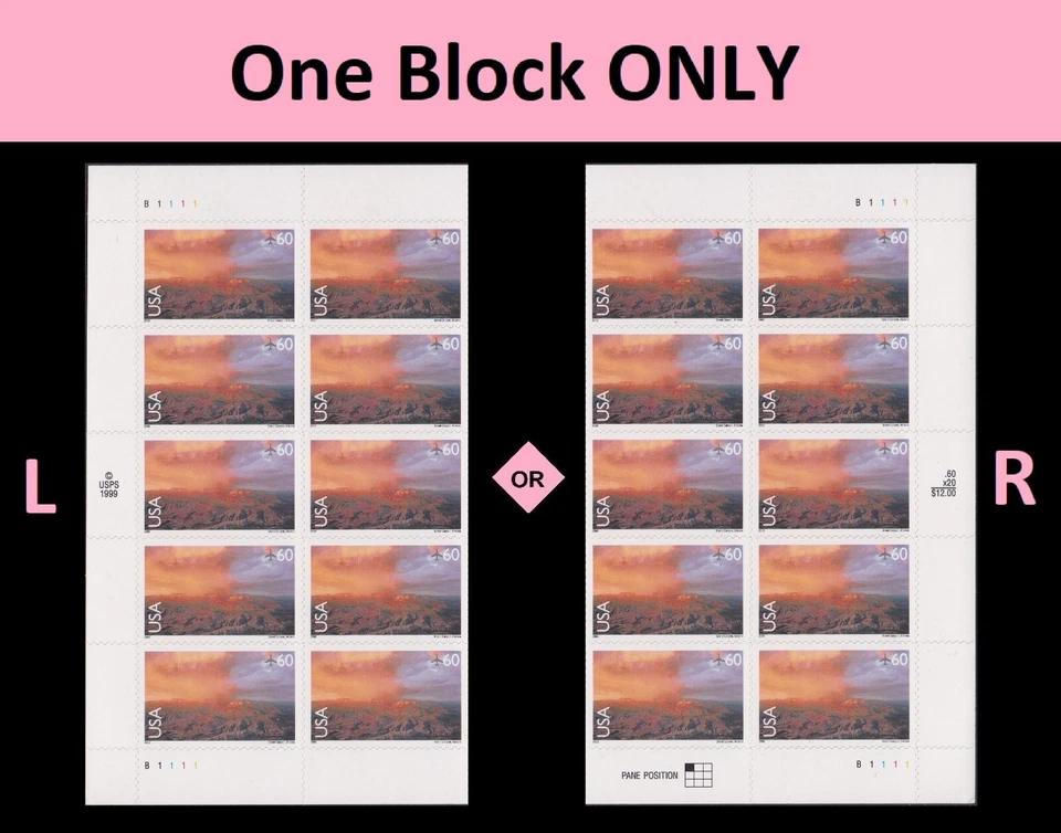US C135 Airmail Grand Canyon 60c plate block 10 MNH 2000 - Image 1 of 1