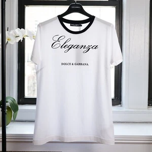 Dolce & Gabbana White "Eleganza" Print T-shirt - Picture 1 of 5
