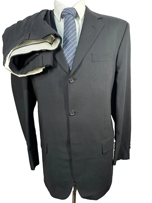 JOSEPH & FEISS Hombres Negro Lana ELASTIZADO Plisado 2 Piezas Traje 41R Chaqueta 34x30 Pantalón Foto 1 de 4