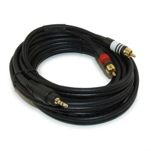10ft 3.5mm Premium Mini-Stereo TRS Male to 2 RCA Male Audio/Speaker Cable - Picture 1 of 3