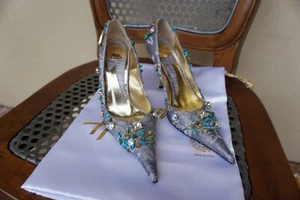 Hamlet Couture 37 7 Italy Python Snakeskin Heels Pumps snake reptile purple 7.5 - Picture 1 of 12