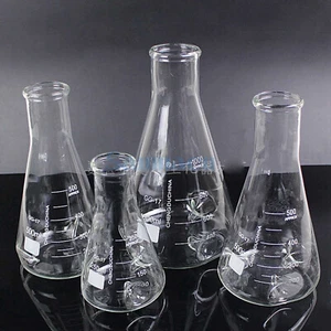 50-2000ml Borosilicate Glass Baffle Shake Conical Erlenmeye Flask Laboratory - Picture 1 of 33
