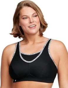 Glamorise Women'sCamisole Wirefree Back Close Sports Bra 44C US Black 1066 - Picture 1 of 6
