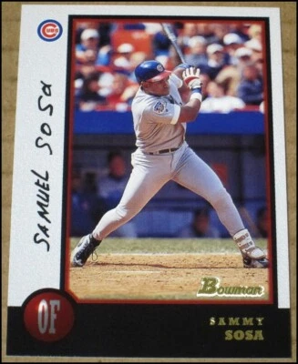 Tarjeta de béisbol Bowman Sammy Sosa 1998 #50 Chicago Cubs campo derecho casi nueva Foto 1 de 3