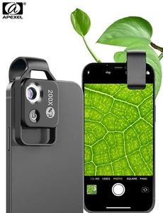 APEXEL HD 200XMagnification Microscope Lens with CPL Filter Smartphone LED Light - Photo 1 sur 7