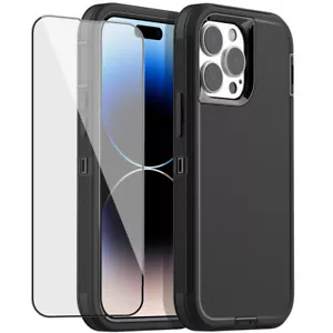 For iPhone 16 15 14 13 12 11 Defender Case Cover Tempered Glass Screen Protector - Picture 1 of 36