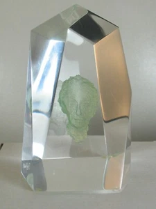Signed ROBERT BERKS Einstein 3D Lucite/Acrylic Faceted Green Hologram Sculpture - Picture 1 of 21