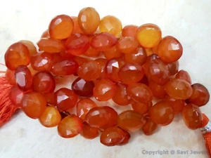 Cornalina Calcedonia Corazón Facetado 10/12/14 mm Largo Piedra Preciosa - Elige 2/6/8 Cuentas - Imagen 1 de 3