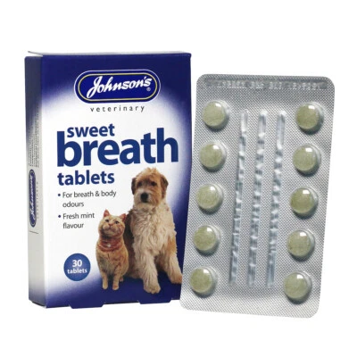 JOHNSONS SWEET BREATH TABLETS DOGS & CATS FRESH BREATH & BODY ODOUR 30 TABLETS - Image 1 of 4